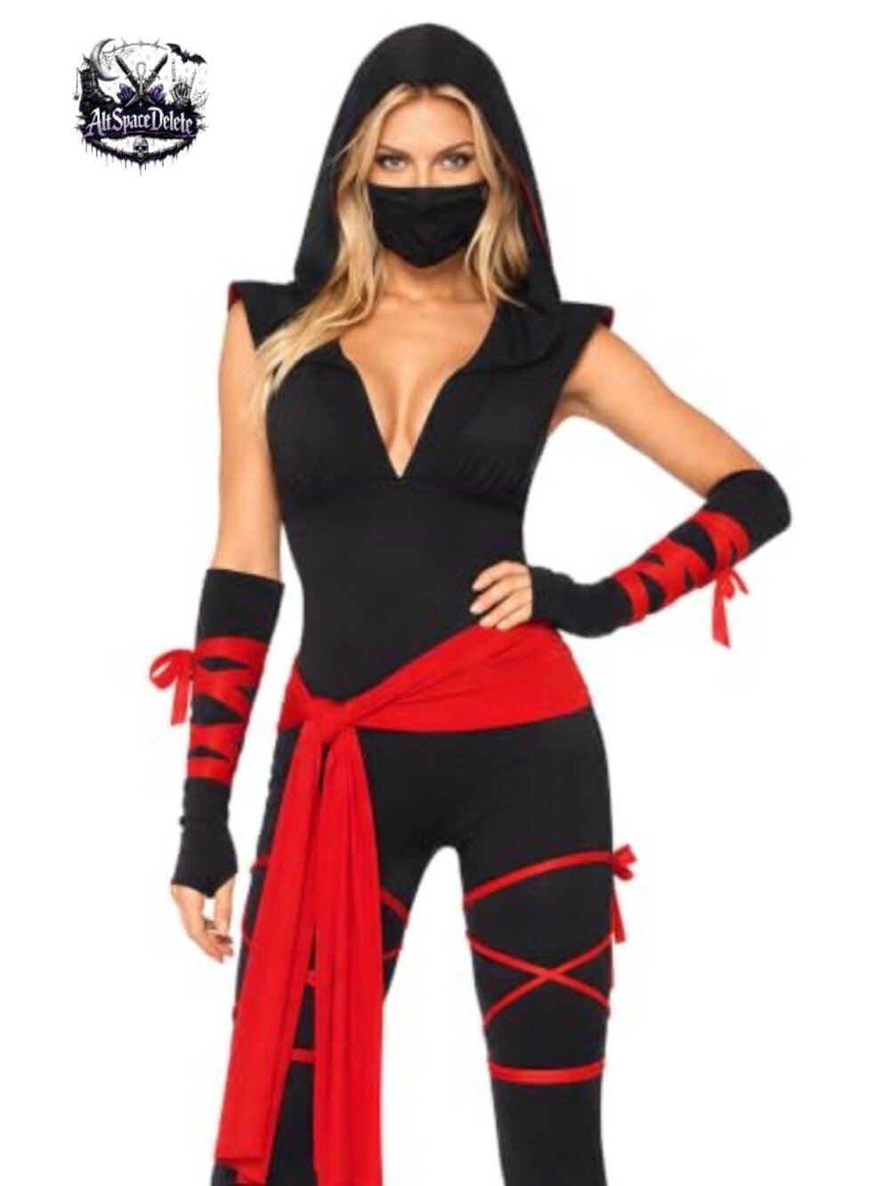 Leg Avenue Deadly Ninja Costume 4 Piece Hooded Jumpsuit Cosplay